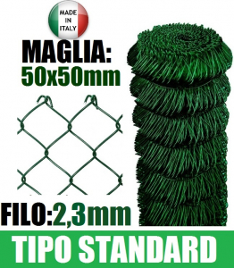 25mt-ROTOLO RETE METALLICA ZINCATA PLASTIFICATA MAGLIA SCIOLTA- TIPO  STANDARD - H 150 cm