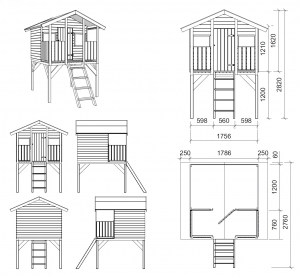 Casetta da Giardino per Bambini in Legno d' Abete Nordico(16mm) - 180x220cm  - Pavimento Incluso - ITALFROMBABY04