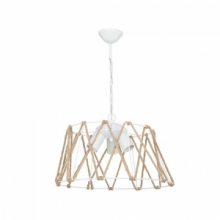 Lampada a sospensione  Evren 3 luci metallo bianco e corda conf. 5 pz