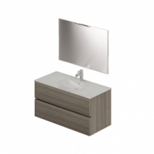 Mobile bagno con lavabo e specchio da 100 olmo