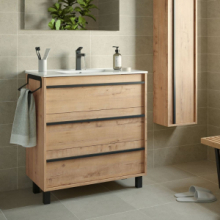 Mobile bagno rovere ostippo con lavabo 3 cassetti 80x45x86h