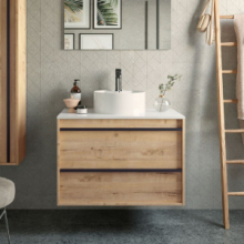 Mobile bagno sospeso rovere ostippo lavabo appoggio 2 cassetti 80x45x54h