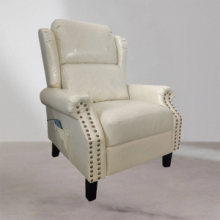 Poltrona Wing recliner 6 punti massaggianti in ecopelle colore beige