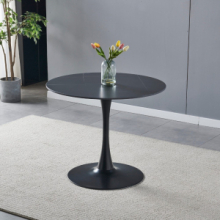 Tavolo rotondo Dot con piano in ceramica effetto marmo nero con particolari oro e gamba nera