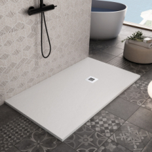 Piatto doccia bianco in marmoresina con griglia inox e Piletta Gratis - SERIE ATHENA Dimensioni 70x120 cm 