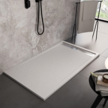 Piatto doccia bianco con scarico laterale griglia inox e piletta SERIE LUXE Dimensioni 80x120 cm 