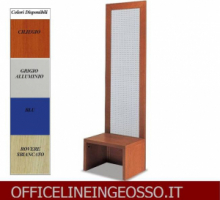 SCHIENALE (H.218) CON PANCA IN LAMIERA FORATA PER BLISTER dimensioni(64x46x h218) LINEA GLASS PRODUZIONE ITALIANA