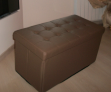 Pouff Pouf Contenitore in Pelle Sintetica Colore MARRONE 80X40X41 Trapuntato - ITALFROM®