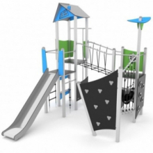 Castello Tre Torri Completo Di Scivolo Con Pista In Acciaio Inox 