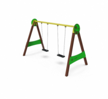 Altalena Doppia Per Bambini  - Ancoraggio A Terreno o A Pavimento - In Plastica Riciclata