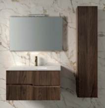 5pz - Composizione Arredo Bagno Modello Victor Colore Rovere Rio Lunghezza Base 100 cm