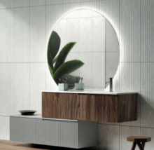 Composizione 4 Pz Arredo Bagno Modello Victor Colore Quercia e Grigio 