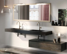 Composizione 5 Pz Arredo Bagno Modello Surf Colore Nero Marquina