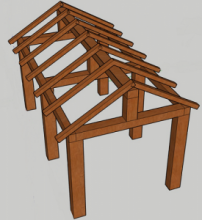 Gazebo da Giardino in Legno Lamellare - mt 5 x 3 x 2 h con Supporti a Tassellare