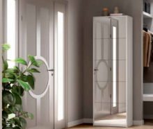 Scarpiera Specchio a 5 Ribalte (Doppia Profondità) Bianco Fiammato 1900 x 630 x 290 mm