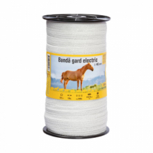 Nastro recinto elettrico 40 mm, 200 m, resistenza alla rottura 120 kg, resistenza elettrica 3,8 O/m.