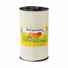 Nastro recinto elettrico 20 mm, 500 m, resistenza alla rottura 90 kg, resistenza elettrica 0,4 O/m.