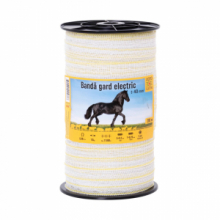 Nastro recinto elettrico 40 mm, 200 m, resistenza alla rottura 120 kg, resistenza elettrica 0,38 O/m.
