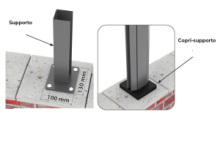 CF 4 pz - Supporto a Tassellare per palo 60x60 con Copri Supporto per recinzioni Orizzonte