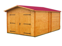 Garage in legno, 3,50 x 5,40 m tavole ad incastro 28mm, senza pavimento