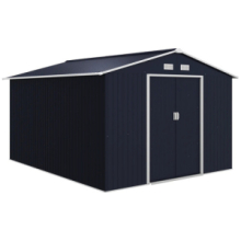 Casetta da Giardino con 2 Porte Scorrevoli e 4 Prese d'Aria, in Acciaio, 322x277x192 cm, Grigio