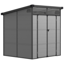Casetta da Giardino in Plastica Porta Attrezzi con Finestre, Prese d'Aria e Blocco, 1,9x1,9 m, Grigio Chiaro