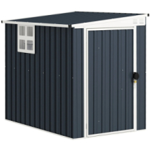 Casetta da Giardino in Acciaio 1,2x1,9 m con Porta Bloccabile e Prese d'Aria, Grigio Scuro