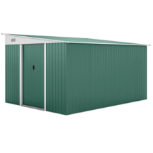 Casetta da Giardino con Porta Scorrevole, in Acciaio, 345x280,5x169-201cm, Verde
