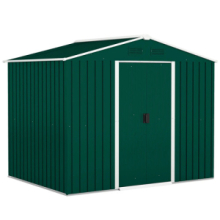 Casetta da Giardino 3,6m² in Lamiera di Acciaio con 2 Porte Scorrevoli e 4 Prese d'Aria, 236x174x190 cm, Verde
