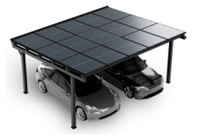 Carport Fotovoltaico in Alluminio - Luxo Doppio - dimensioni 580 x 525 cm - con 15 Pannelli Solari