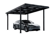 Carport Fotovoltaico in Alluminio - Nova Singolo - dimensioni 350 x 530 cm - con 9 Pannelli Solari