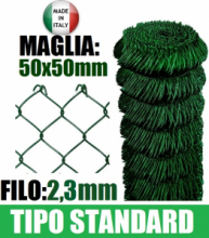 25mt-ROTOLO RETE METALLICA ZINCATA PLASTIFICATA "MAGLIA SCIOLTA"- TIPO STANDARD - H 175 cm