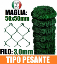 25mt-ROTOLO RETE METALLICA ZINCATA PLASTIFICATA "MAGLIA SCIOLTA"-TIPO  PESANTE - H 250 cm