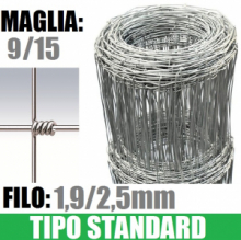 50mt- Rotolo Rete Metallica Pastorale Zincata - Tipo  Standard-a Maglia Annodata- H 120 cm