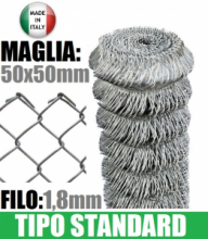 25mt-ROTOLO RETE METALLICA ZINCATA "MAGLIA SCIOLTA"- TIPO STANDARD - H 100 cm