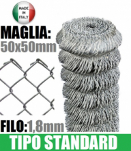 25mt-ROTOLO RETE METALLICA ZINCATA "MAGLIA SCIOLTA"- TIPO STANDARD - H 175 cm