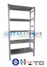 MODULO INIZIALE - scaffalatura da magazzino zincata H 300 cm , L 105 cm ,  PROF. 40 cm , con 5 ripiani , PORTATA OGNUNO 240 Kg