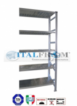 z MODULO CONTINUATIVO- scaffalatura da magazzino zincata H 300 cm , L 150 cm , PROF.40 cm , con 5 ripiani ,PORTATA OGNUNO 145 Kg