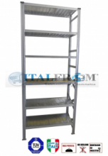 MODULO INIZIALE - scaffalatura da magazzino zincata H 350 cm , L 105 cm ,  PROF. 40 cm , con 6 ripiani , PORTATA OGNUNO 240 Kg