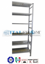 z MODULO CONTINUATIVO- scaffalatura da magazzino zincata H 350 cm , L 105 cm , PROF.40 cm , con 6 ripiani ,PORTATA OGNUNO 240 Kg