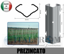 CONF. 10 PZ - PALI PER VIGNETO "APERTI" 70X40mm -FERRO PREZINCATO - ALTEZZA: 230 cm - SPESSORE:1,80mm