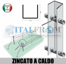 PALI DI TESTATA PER VIGNETO "APERTI" 45X50x45mm -FERRO ZINCATO A CALDO - ALTEZZA: 300 cm - SPESSORE:2,00mm