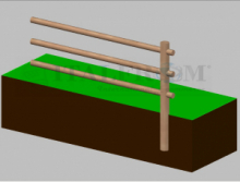 Staccionata Steccato in Legno di Pino con 3 Fori (Misure: L 150cm x H 100cm) Modulo Continuativo