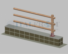 Staccionata Steccato in Legno di Pino con 3 Fori (Misure:L 150cm x H 100cm) Modulo Continuativo