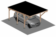 Carport Tettoia a Sbalzo per Auto in Legno - Completo di Copertura con Perline e Feltro - mt 5 X 3 - a Tassellare