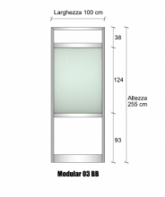 Modulo Parete Divisoria in Alluminio e Vetro Satinato e Bachelite 2 Traverse - H2550xL1000 mm - ITALFROM®