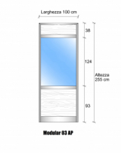 Modulo Parete Divisoria in Vetro Trasparente Alluminio e Perline 2 Traverse - H2550xL1000 mm - ITALFROM®