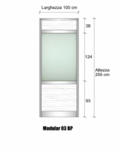 Modulo Parete Divisoria in Alluminio e Vetro Satinato e Perline 2 Traverse - H2550xL1000 mm - ITALFROM®