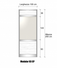 Modulo Parete Divisoria in Alluminio Vetro Opale e Perline 2 Traverse - H2550xL1000 mm - ITALFROM®