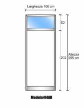 Modulo Parete Divisoria in Vetro Trasparente Alluminio e Bachelite 1 Traversa Alta - H2550xL1000 mm - ITALFROM®